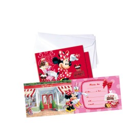 6 Minnie Mouse Uitnodigingen met Envelop