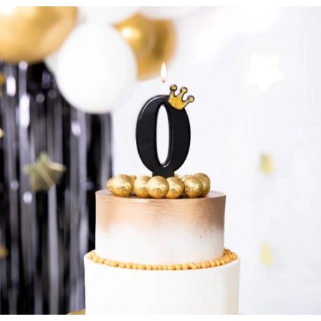 Vela Número 0 Negra Con Corona