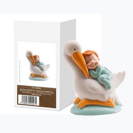 Taart Figuurtje Slapende Ooievaar Met Kind - 10 cm
