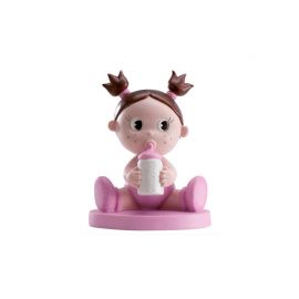 Taart Figuurtje Klein Meisje Met Babyfles - 10 cm
