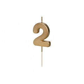 Verjaardagskaars nr. 2 Goudkleurig 4,5 cm