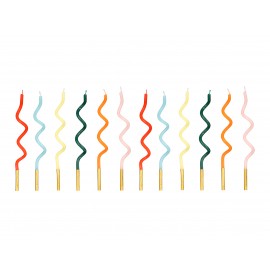 12 Velas Espiral Rainbow 14 cm