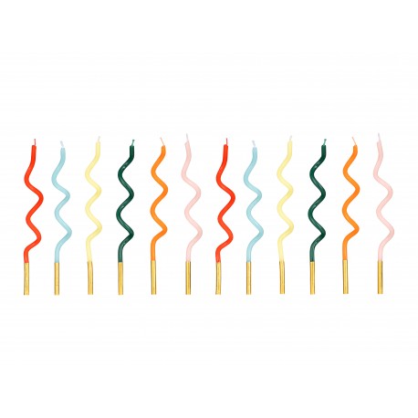 12 Velas Espiral Rainbow 14 cm