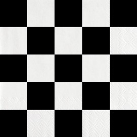 Geruite Zwart-Wit Servetten - 18 stuks (33 cm)