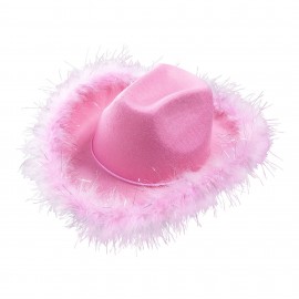 Sombrero de Vaquera Rosa con Plumas