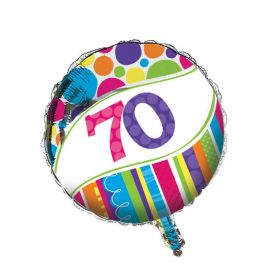 Ballon 70 Jaar Strepen en Stippen 45 cm