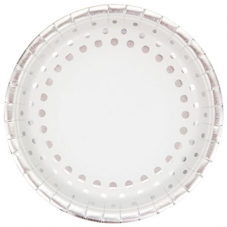 8 Platos Sparkle Silver 23 cm