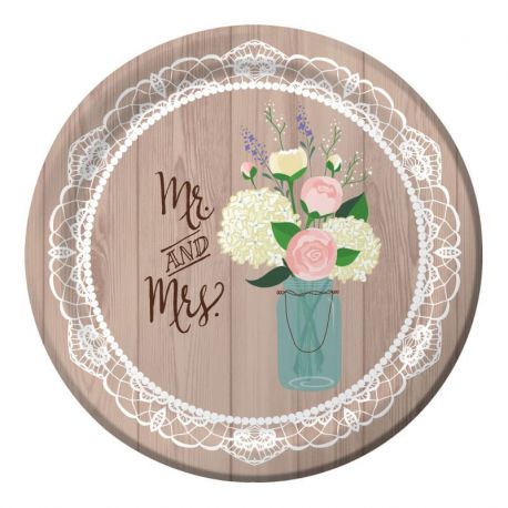 8 Platos Rustic Wedding 26 cm