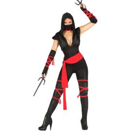 Disfraz de Ninja para Mujer con Cintas Rojas
