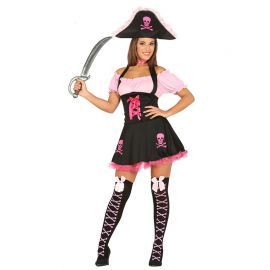 Roze schedel piratenkostuum voor vrouwen